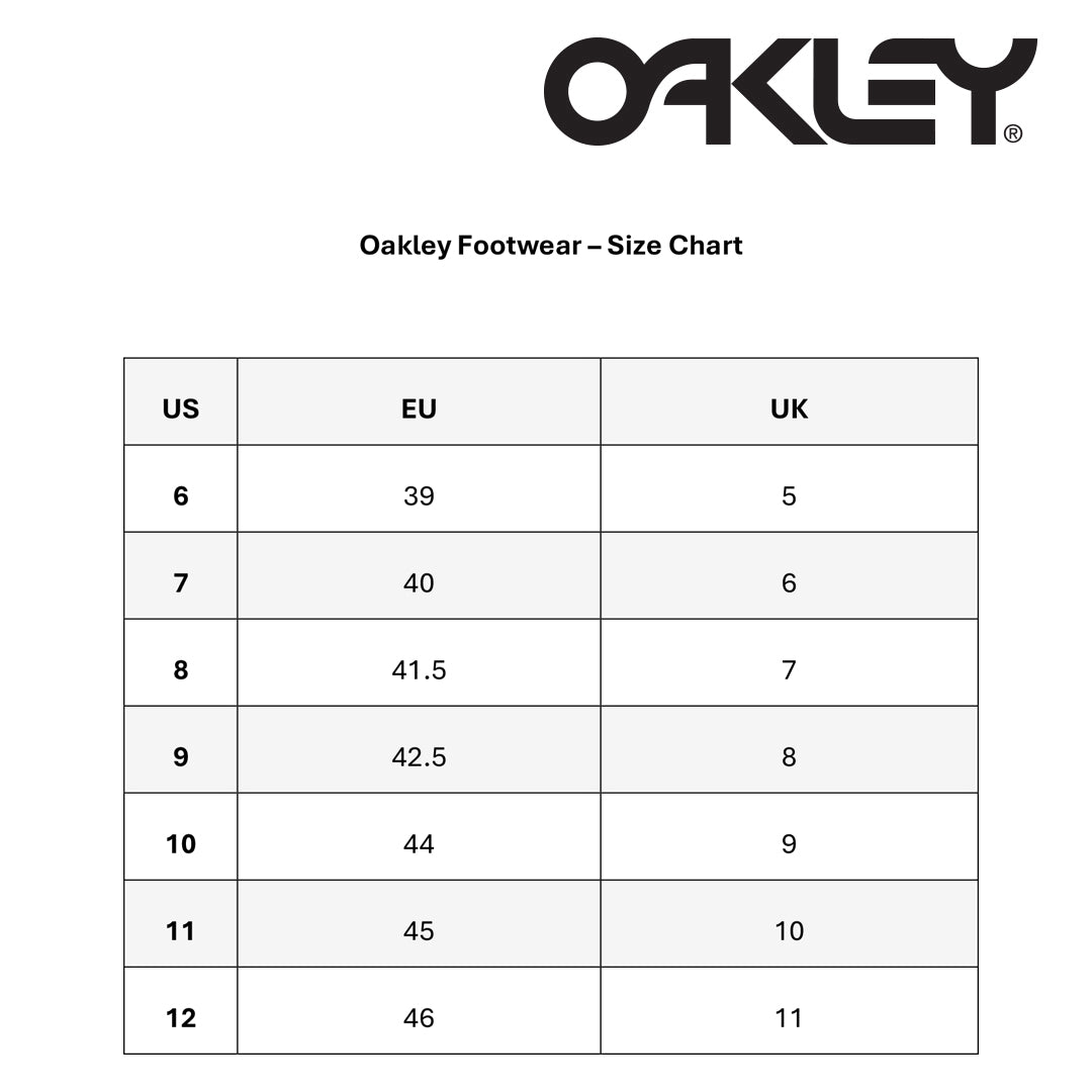 Oakley Footwear size chart