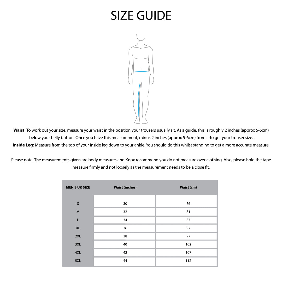 KNOX Size Chart - Mens Pants
