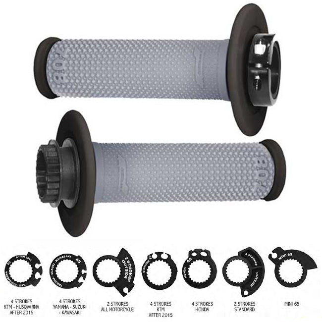 Progrip Style Rubber Handlebar Grips – Grey, 22mm – Motocross, Enduro, Supermoto, MX Bike